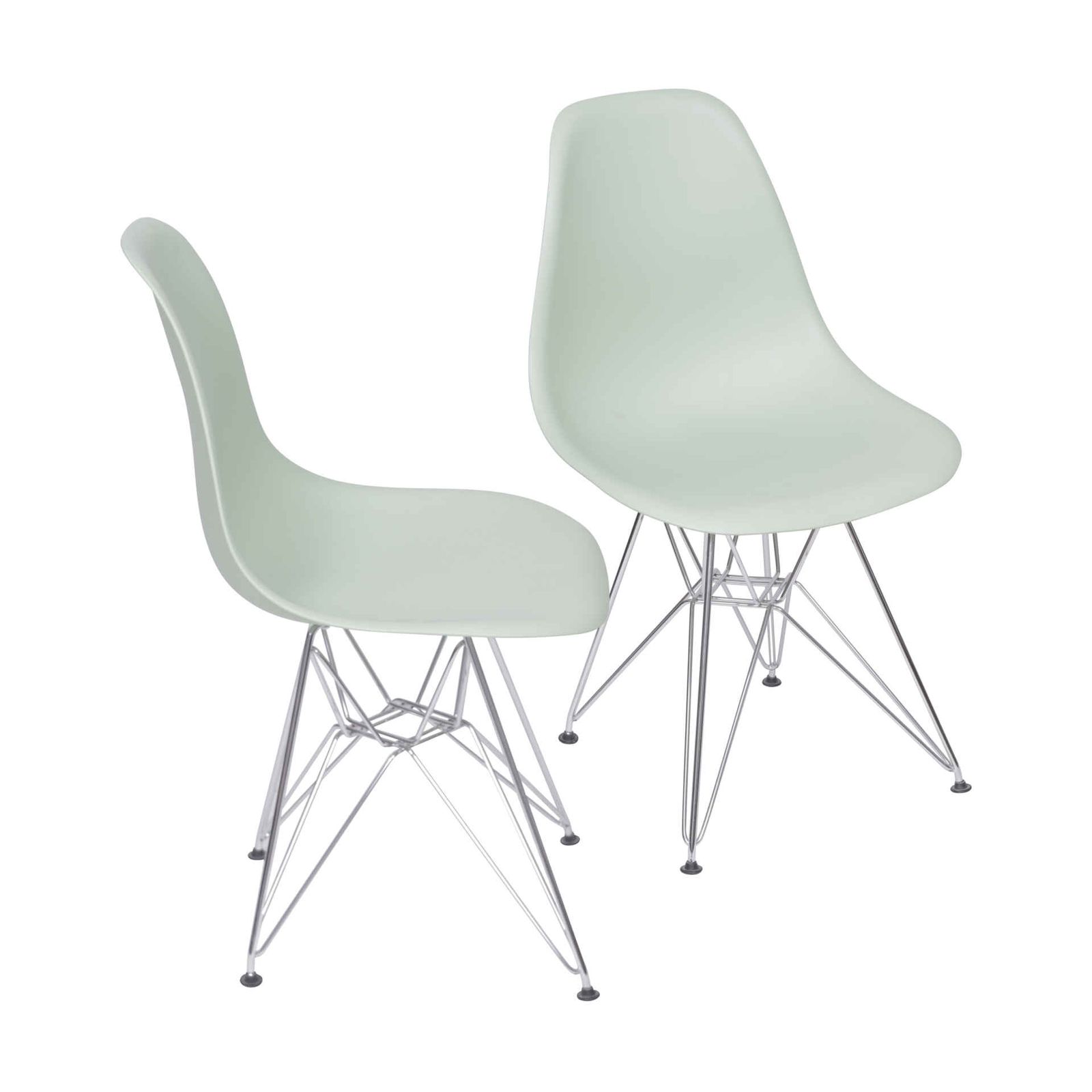 Kit 02 Cadeiras 1102 PP Verde Claro Base Cromada