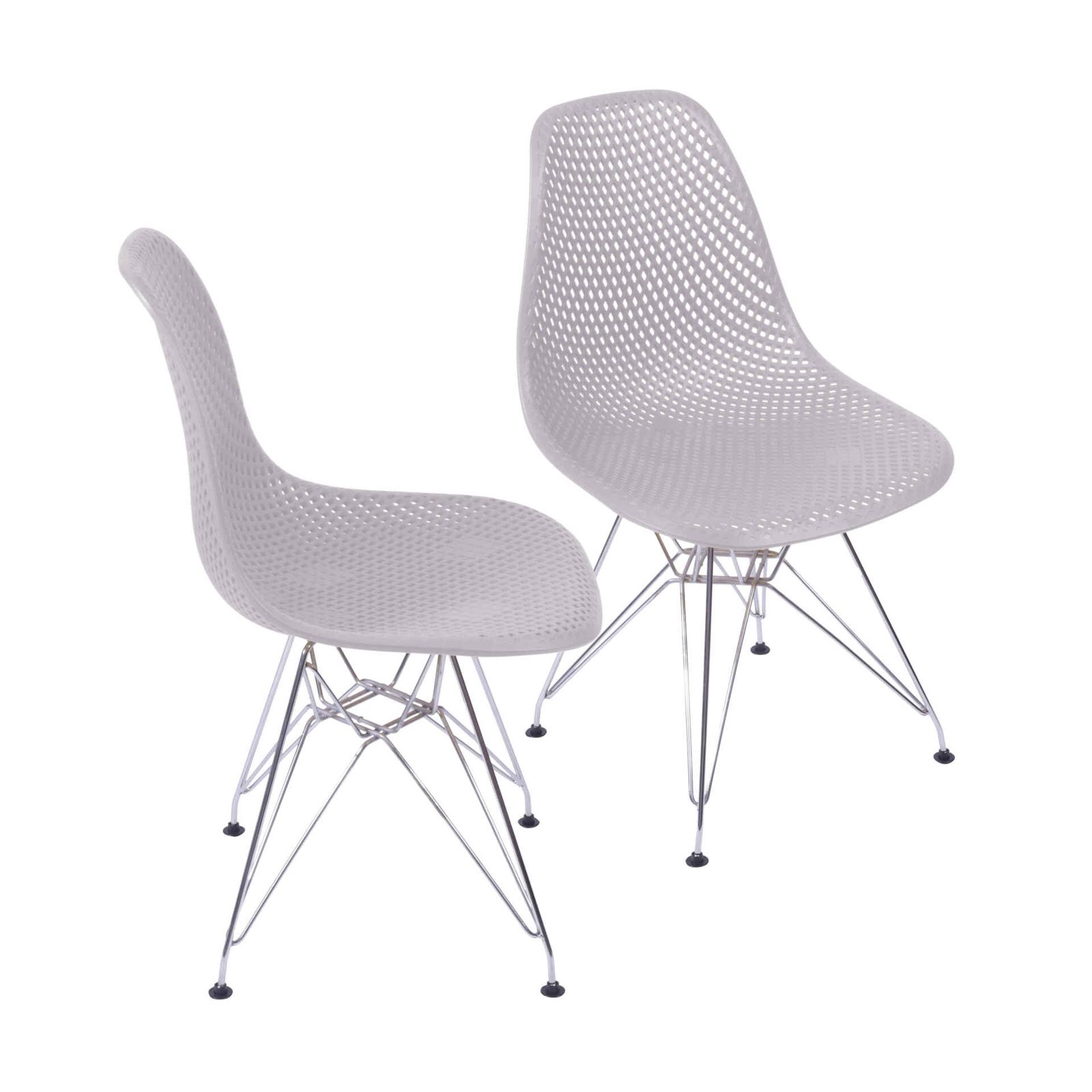 Kit 02 Cadeiras 1119 PP Branca Base Cromada