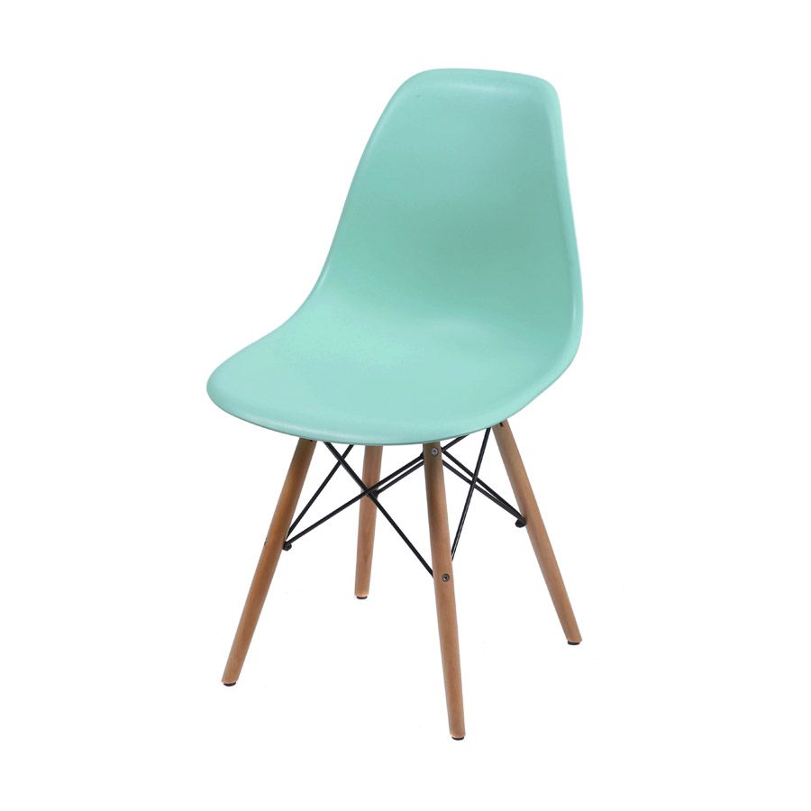 Cadeira DKR PP Verde Tiffany Base Madeira