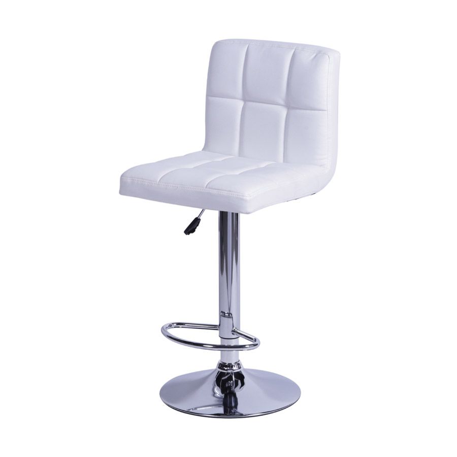 Banqueta Confort Estofada Branca Base Cromada